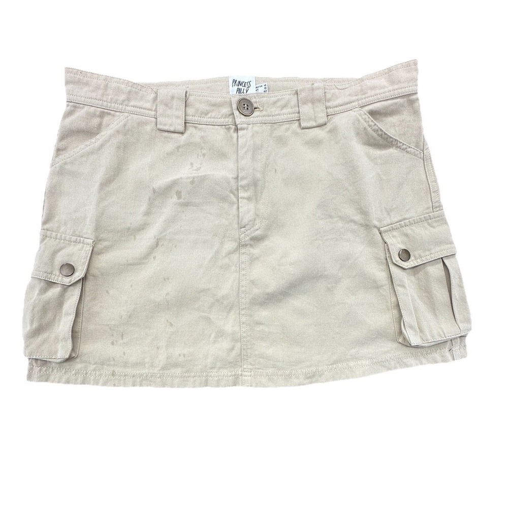 Princess Polly Cargo Mini Skirt Beige Utility Y2K Cotton US 10